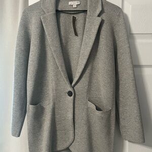 J. Crew Gray Blazer with Notched Lapels and Oversized Fit